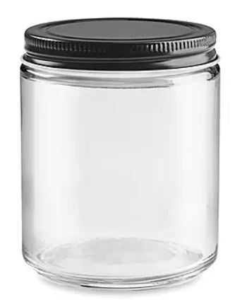 8 oz Clear Glass Straight Sided Jar with metal lid